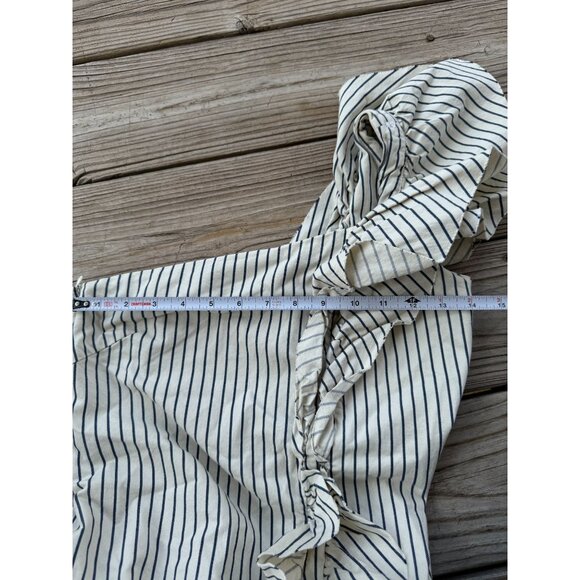 Zara‎ Trafaluc Denim asymmetric Striped Mini dress Women's Raw Hem Sz XS - Picture 10 of 10